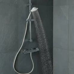 GoodHome Kit de douche thermostatique chrome Teesta