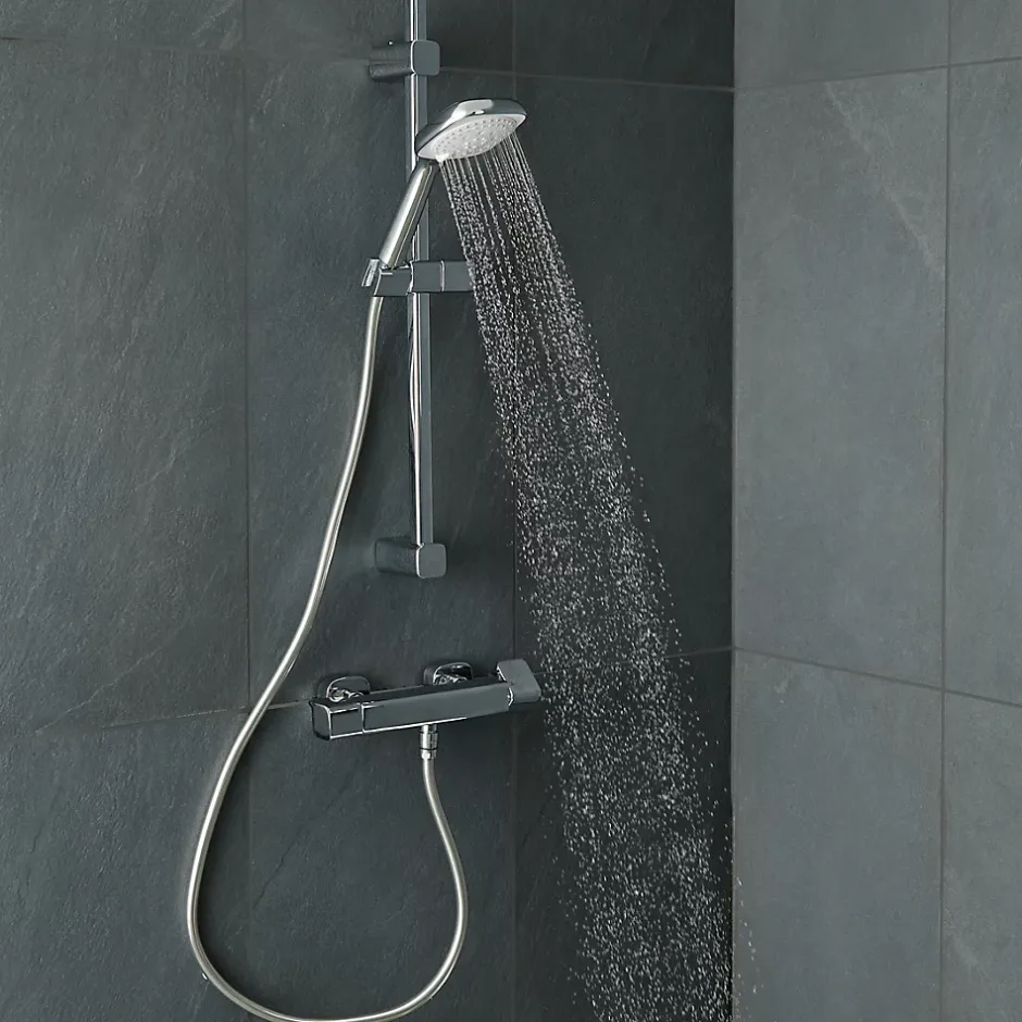 GoodHome Kit de douche thermostatique chrome Teesta