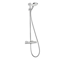 Hansgrohe Kit de douche thermostatique avec douchette 3 jets + flexible + barre réglable, chrome, My Select S 150* Colonne De Douche Thermostatique