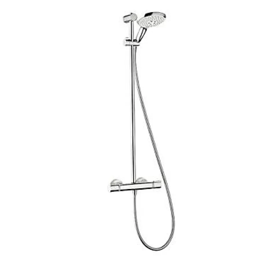 Hansgrohe Kit de douche thermostatique avec douchette 3 jets + flexible + barre réglable, chrome, My Select S 150* Colonne De Douche Thermostatique