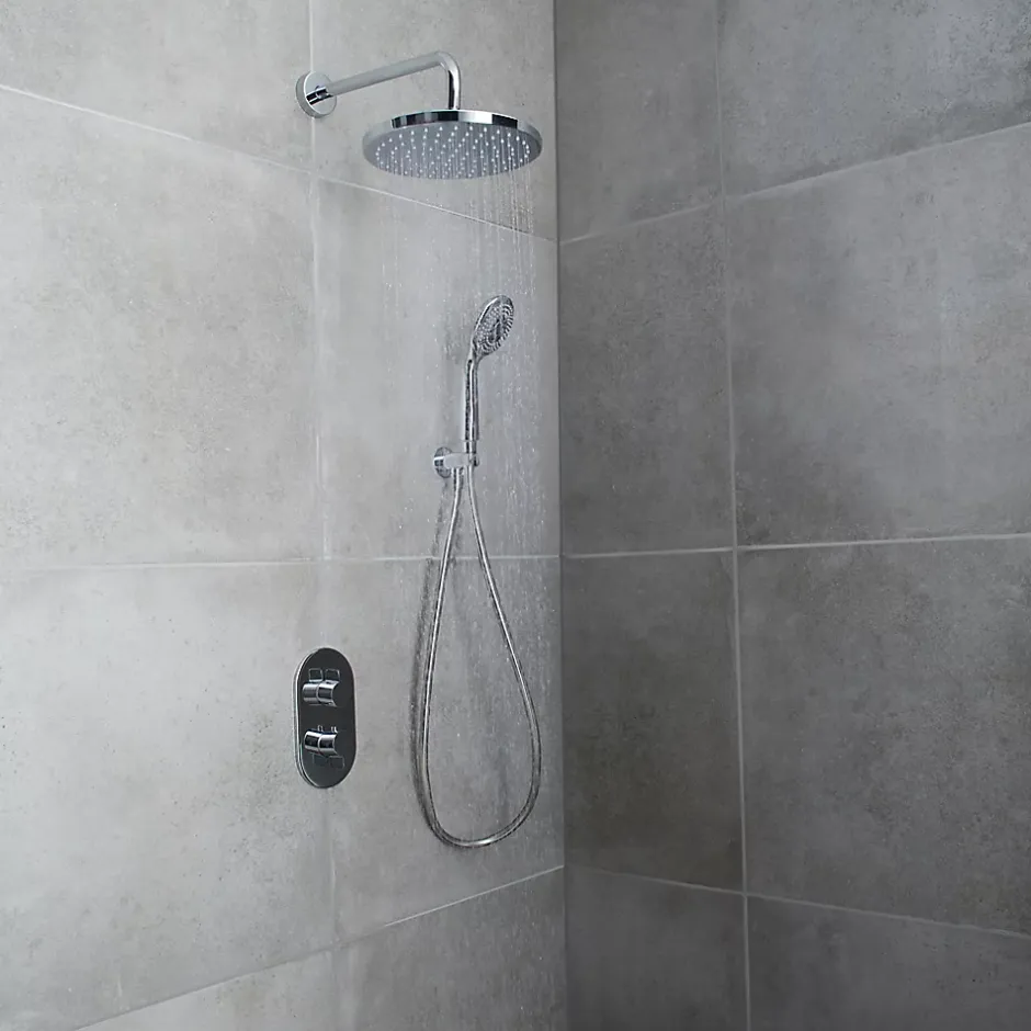 GoodHome Kit de douche thermostatique à encastrer chrome Cavally