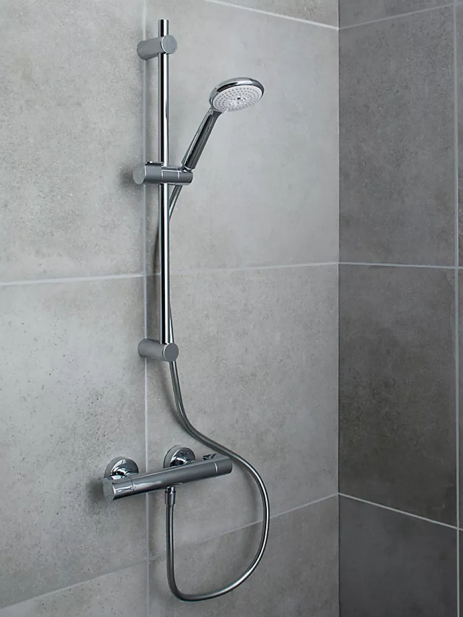 GoodHome Kit de douche thermostatique chrome Cavally* Colonne De Douche Thermostatique