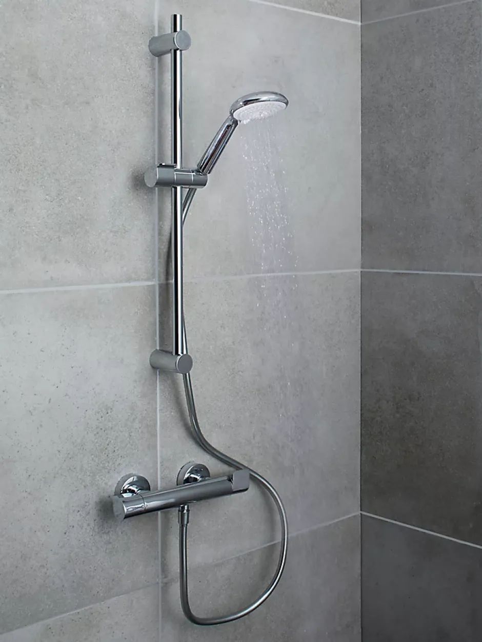 GoodHome Kit de douche thermostatique chrome Cavally* Colonne De Douche Thermostatique