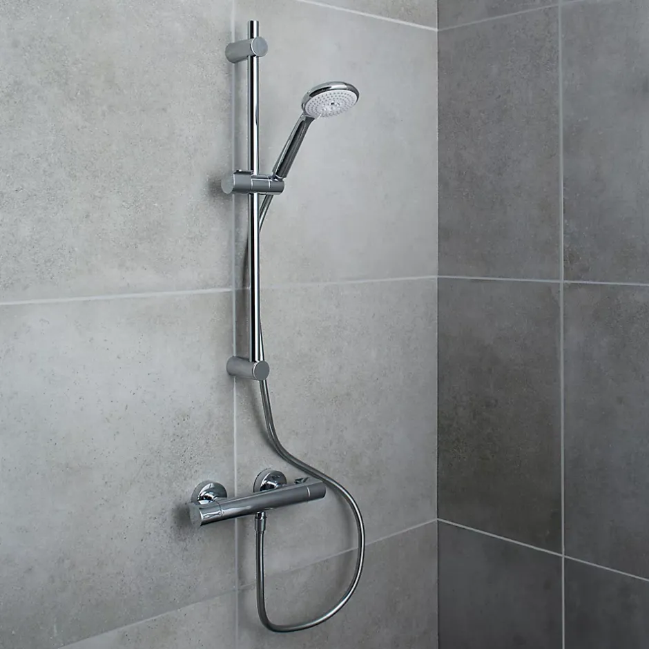 GoodHome Kit de douche thermostatique chrome Cavally* Colonne De Douche Thermostatique