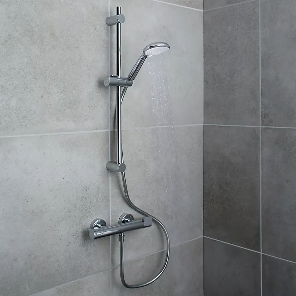 GoodHome Kit de douche thermostatique chrome Cavally* Colonne De Douche Thermostatique