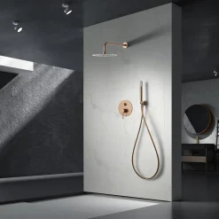 Imex Products Kit douche encastrable laitonacier PVD or rose mitigeur 2 voies tête 25 cm* Colonne De Douche Encastrable