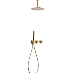 Imex Products Kit douche encastre 2 voies acier et laiton finition or rose brosse avec thermostatique