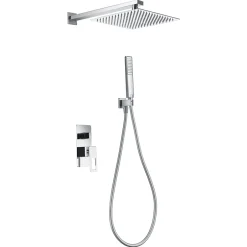 Imex Products Kit douche encastre 2 voies acier et laiton finition chromee avec pomme 25x25 cm* Colonne De Douche Mécanique