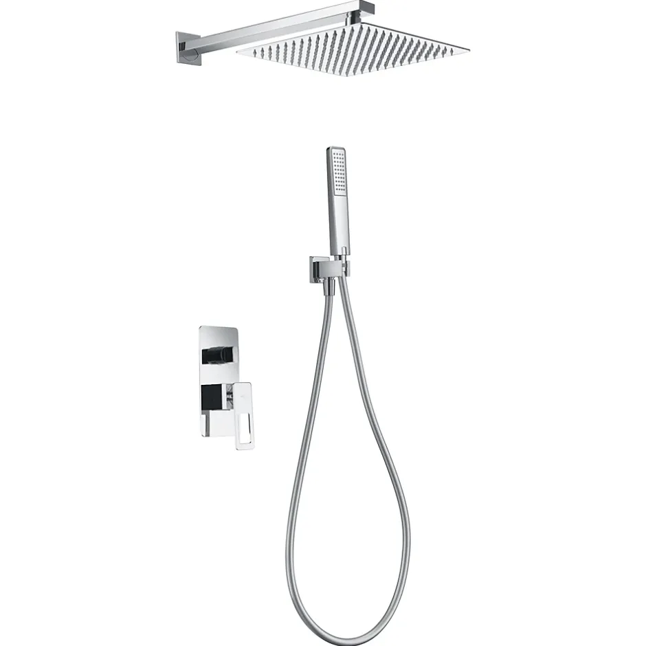 Imex Products Kit douche encastre 2 voies acier et laiton finition chromee avec pomme 25x25 cm* Colonne De Douche Mécanique