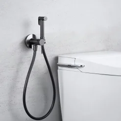Imex Kit Douchette anti-calcaire hygiénique encastrée WC ou Bidet Salle de Bain Black Gun Métal LINE RDD038/BGM* Robinet De Bidet