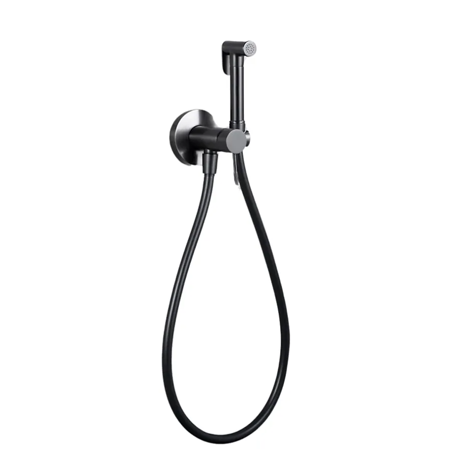 Imex Kit Douchette anti-calcaire hygiénique encastrée WC ou Bidet Salle de Bain Black Gun Métal LINE RDD038/BGM* Robinet De Bidet