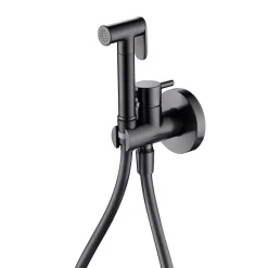 Imex Kit Douchette anti-calcaire hygiénique encastrée WC ou Bidet Salle de Bain Black Gun Métal MUNICH RDM001/BGM