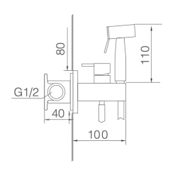Imex Kit Douchette anti-calcaire hygiénique encastrée WC ou Bidet Salle de Bain Black Gun Métal MUNICH RDM001/BGM