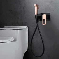 Imex Kit Douchette anti-calcaire hygiénique encastrée WC ou Bidet Salle de Bain Noir et Or Rose SUECIA BDC032-5/NOR* Robinet De Bidet