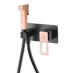 Imex Kit Douchette anti-calcaire hygiénique encastrée WC ou Bidet Salle de Bain Noir et Or Rose SUECIA BDC032-5/NOR* Robinet De Bidet