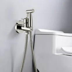 Imex Kit Douchette anti-calcaire hygiénique encastrée WC ou Bidet Salle de Bain Nickel Brossé MUNICH RDM001/NQ
