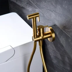 Imex Kit Douchette anti-calcaire hygiénique encastrée WC ou Bidet Salle de Bain Or Brossé MUNICH RDM001/OC* Robinet De Bidet