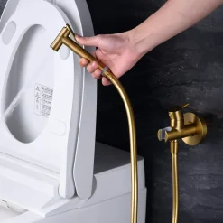 Imex Kit Douchette anti-calcaire hygiénique encastrée WC ou Bidet Salle de Bain Or Brossé MUNICH RDM001/OC* Robinet De Bidet