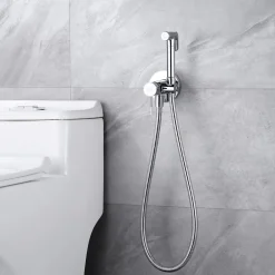 Imex Kit Douchette anti-calcaire hygiénique encastrée WC ou Bidet Salle de Bain Chrome LINE RDD038* Robinet De Bidet