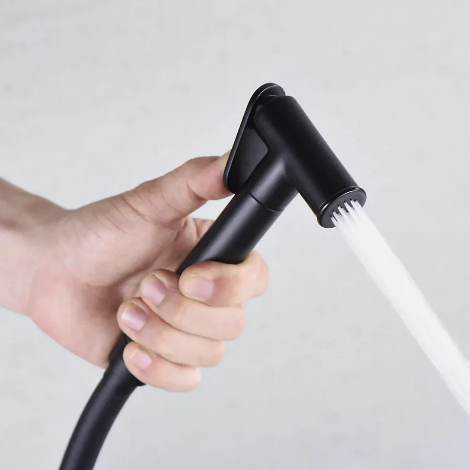 Imex Kit Douchette anti-calcaire hygiénique encastrée WC ou Bidet Salle de Bain Noir Mat LINE RDD038/NG