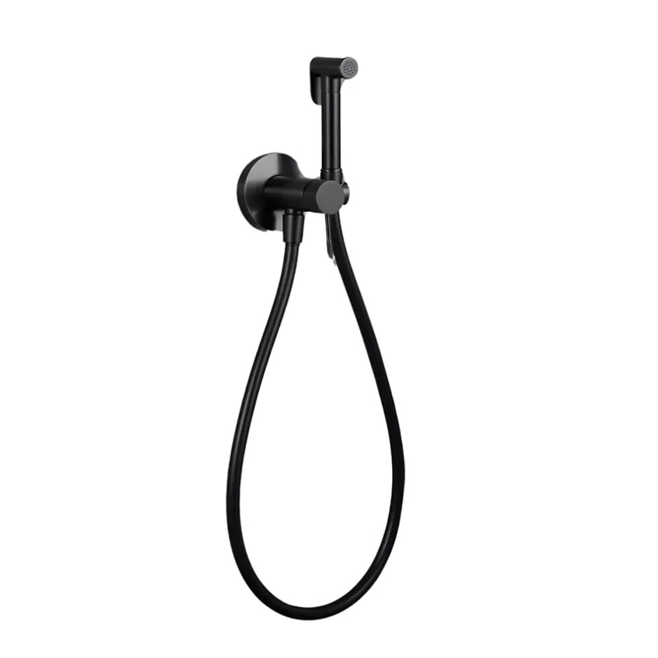 Imex Kit Douchette anti-calcaire hygiénique encastrée WC ou Bidet Salle de Bain Noir Mat LINE RDD038/NG
