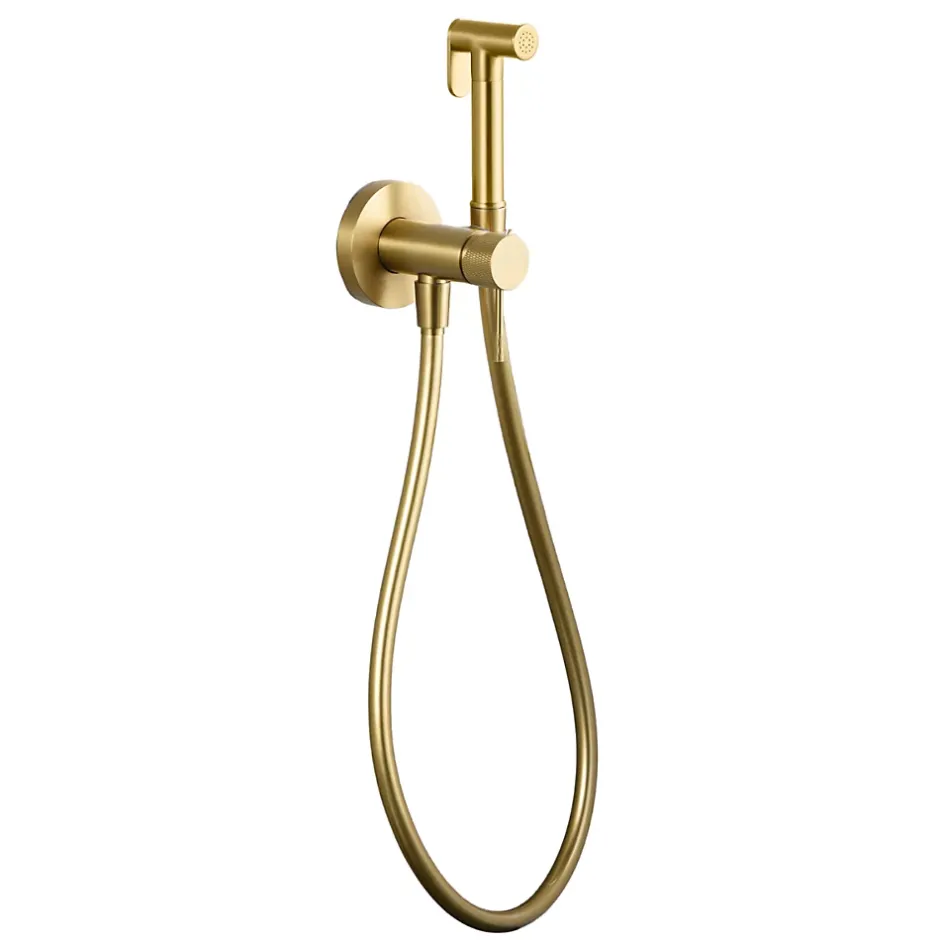 Imex Kit Douchette anti-calcaire hygiénique encastrée WC ou Bidet Salle de Bain Or Brossé LINE RDD038/OC* Robinet De Bidet