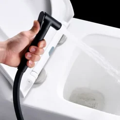 Imex Kit Douchette anti-calcaire hygiénique encastrée WC ou Bidet Salle de Bain Noir Mat MUNICH RDM001/NG