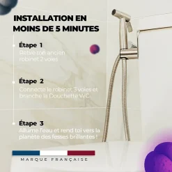 Magnifiak Kit Douchette WC avec Robinet 3 voies (Brevet Déposé) - Marque Française - Qualité supérieure - Expert WC* Accessoire De Robinet