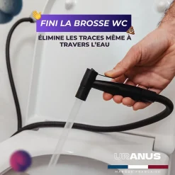 Magnifiak Kit Douchette WC Noir avec Robinet 3 voies (Brevet Déposé) - Marque Française - Qualité supérieure - Uranus Expert WC* Accessoire De Robinet