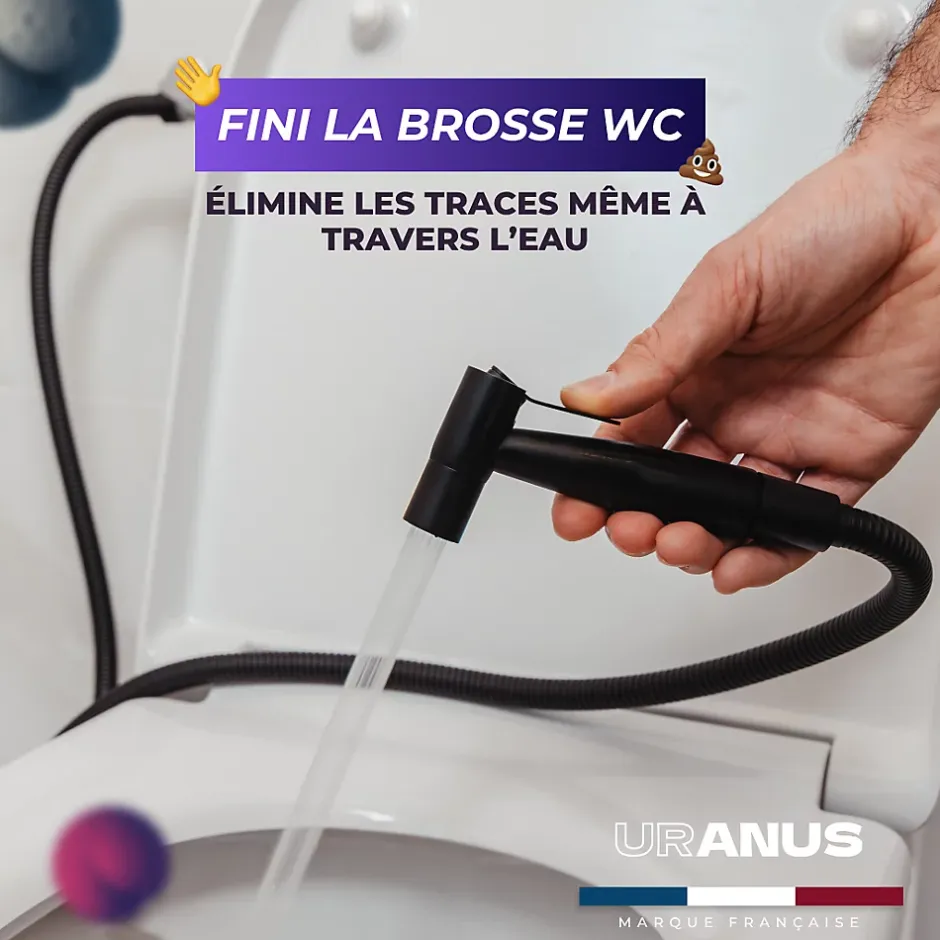 Magnifiak Kit Douchette WC Noir avec Robinet 3 voies (Brevet Déposé) - Marque Française - Qualité supérieure - Uranus Expert WC* Accessoire De Robinet