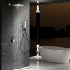 Imex Products Kit encastre douche 2 voies acier et laiton noir et or avec pomme de 25x25 cm