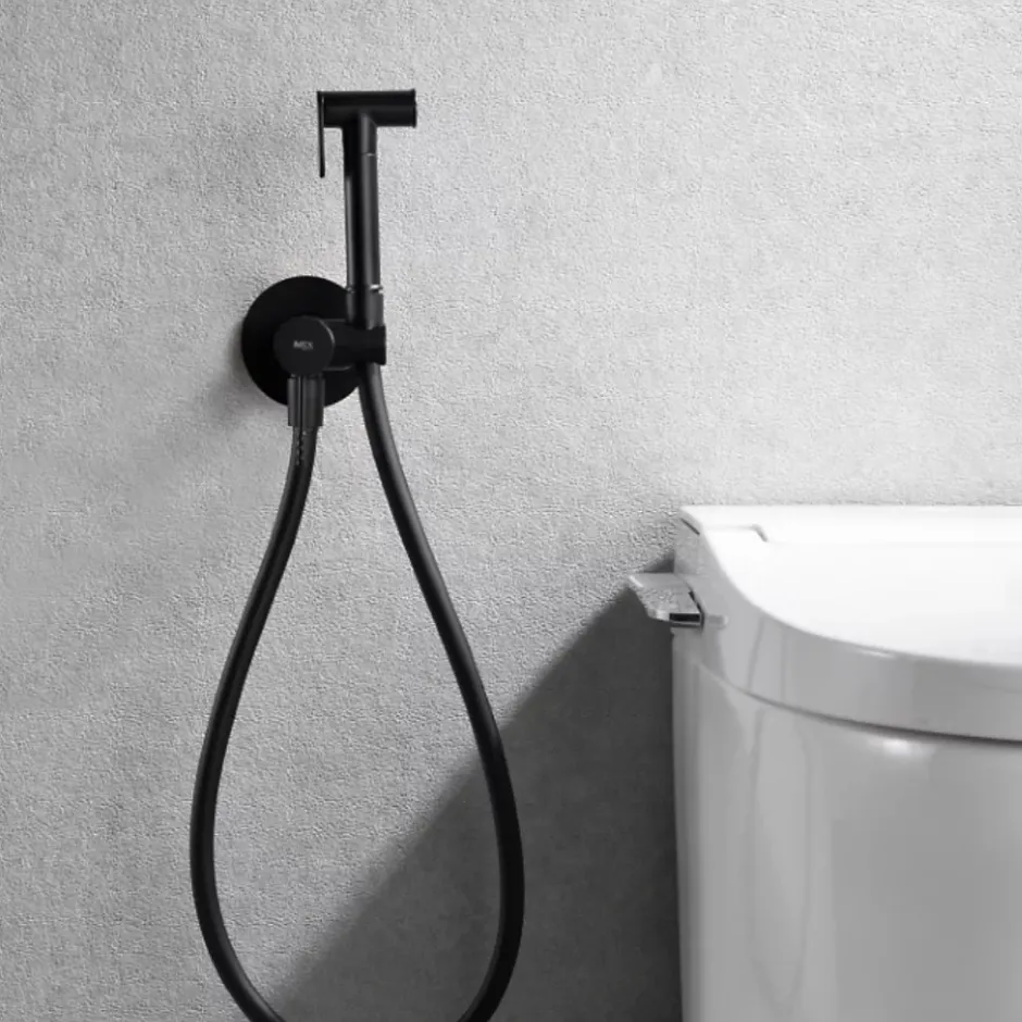 Imex Kit Hygiène Douchette de WC / Bidet Encastré Noir Mat GENOVA RDG053/NG* Robinet De Bidet