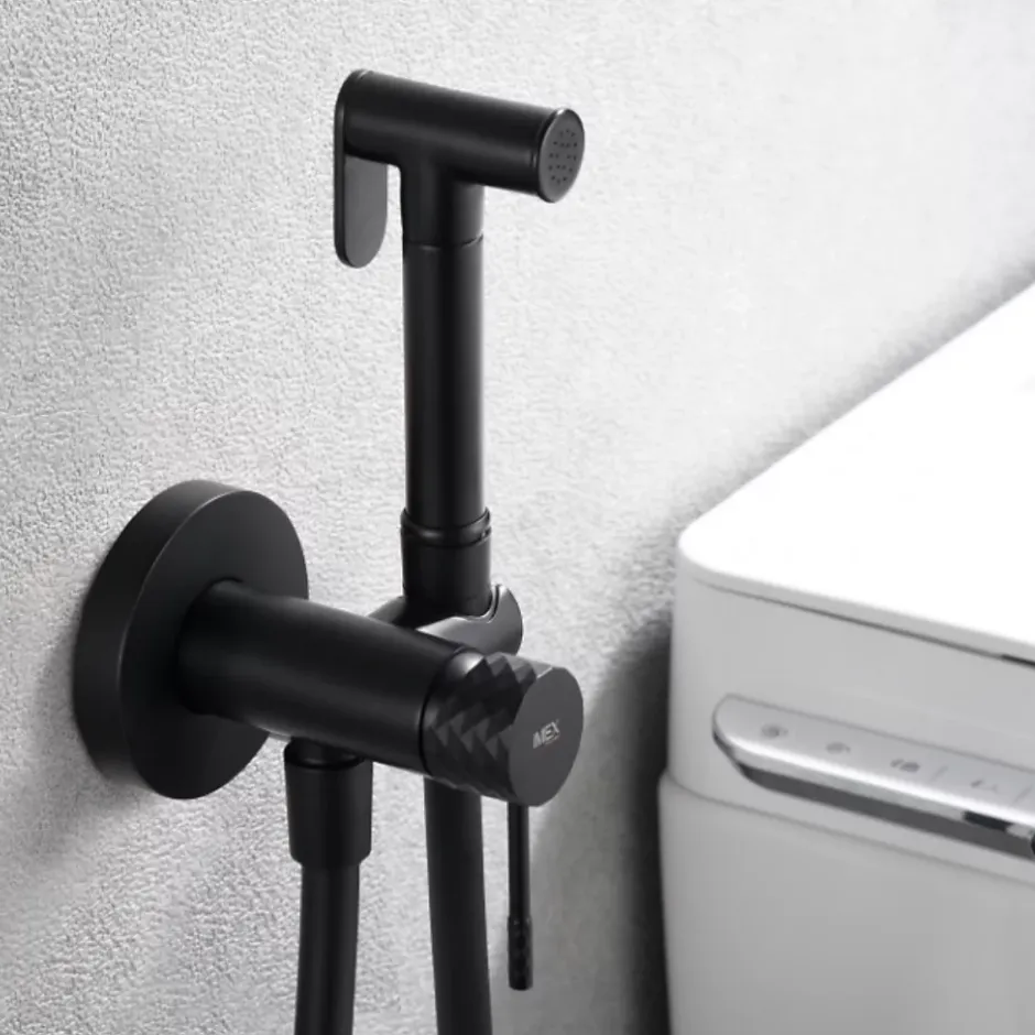 Imex Kit Hygiène Douchette de WC / Bidet Encastré Noir Mat GENOVA RDG053/NG* Robinet De Bidet