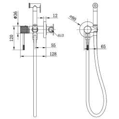 Imex Kit Hygiène Douchette de WC / Bidet Encastré Chrome GENOVA RDG053* Robinet De Bidet