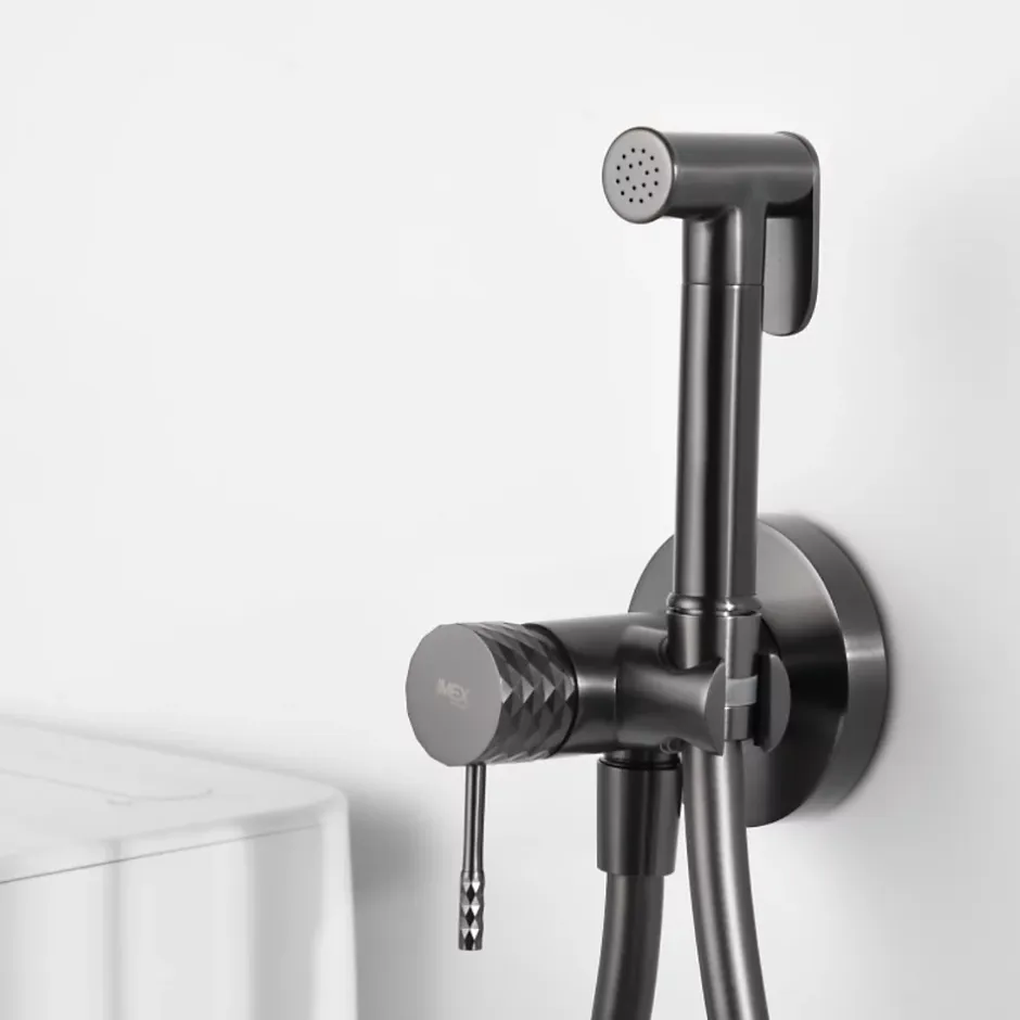 Imex Kit Hygiène Douchette de WC / Bidet Encastré Black Gun Métal GENOVA RDG053/BGM* Robinet De Bidet