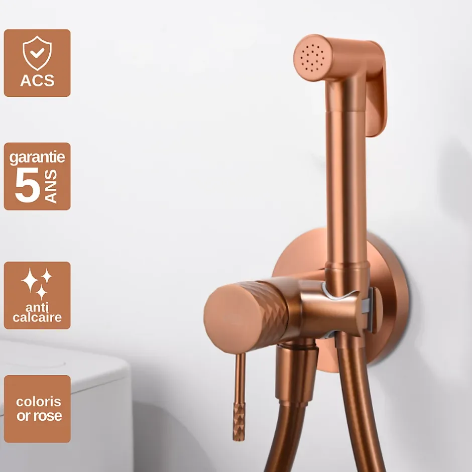 Imex Kit Hygiène Douchette de WC / Bidet Encastré Or Rose GENOVA RDG053/ORC