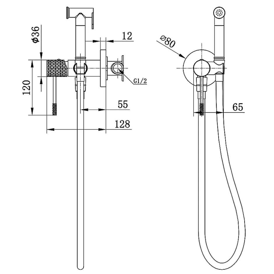 Imex Kit Hygiène Douchette de WC / Bidet Encastré Or Rose GENOVA RDG053/ORC