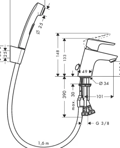 Hansgrohe Kit robinet de bidet et douchette WC chromé Ecos