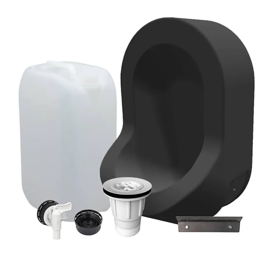 Ti'Pi Kit spécial jardin : urinoir mural sans eau et bidon de récupération 25L - Valorisation de l'urine comme engrais - Noir* Urinoir
