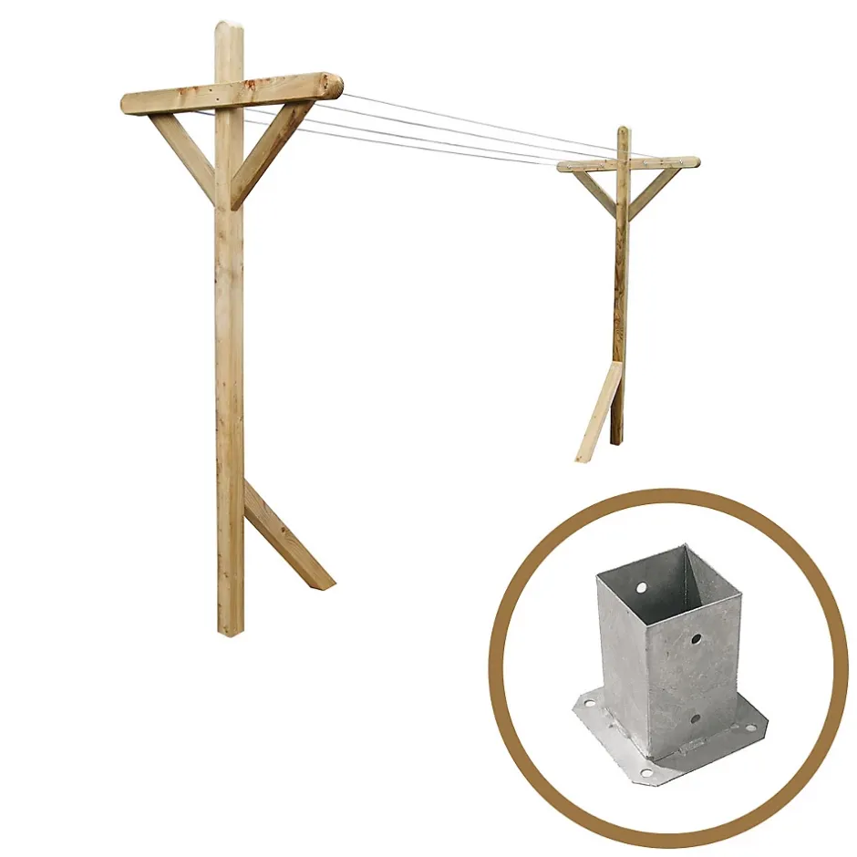 Cémonjardin Kit étendoir à linge extérieur Séville premium + 2 supports poteaux à fixer