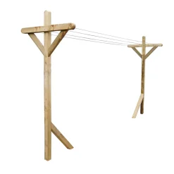 Cémonjardin Kit étendoir à linge extérieur Séville premium + 2 supports poteaux à fixer