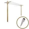 Cémonjardin Kit étendoir à linge extérieur bois Séville + 2 supports poteaux à enfoncer