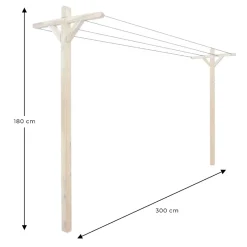 Cémonjardin Kit étendoir à linge extérieur bois Séville + 2 supports poteaux à enfoncer