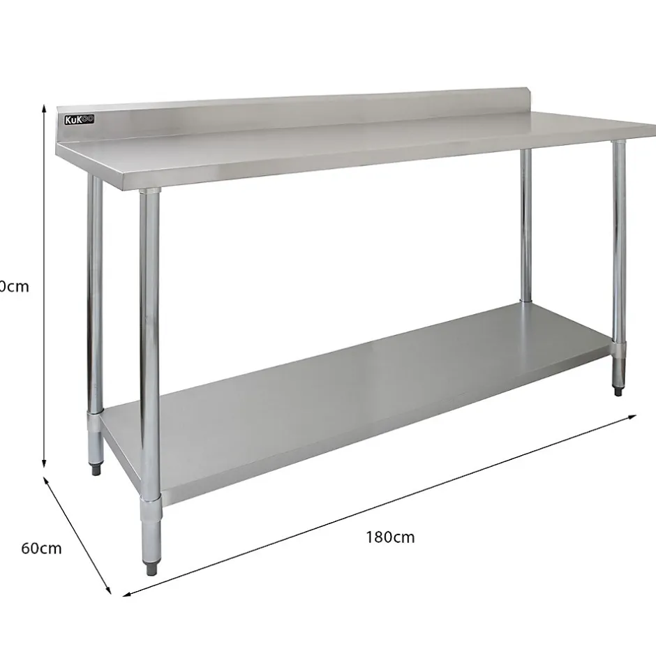 MonsterShop KuKoo Table de Travail en Inox - 180 x 60 x 90 cm* Plan De Travail Buanderie