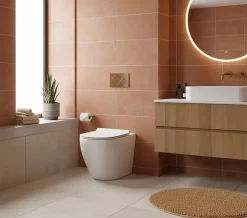 Laneri WC au sol Bent Rim - Cuvette Rimless sans bride Blanc Brillant FIL Mural design arrondi - Abattant Soft-Close* Wc À Poser