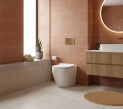Laneri WC au sol Bent Rim - Cuvette Rimless sans bride Blanc Brillant FIL Mural design arrondi - Abattant Soft-Close* Wc À Poser