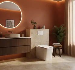 Laneri WC au Sol Edge Rim - Cuvette Rimless sans bride Blanc Brillant FIL Mural design carré - Abattant Soft-Close* Wc À Poser