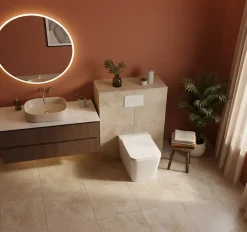 Laneri WC au Sol Edge Rim - Cuvette Rimless sans bride Blanc Brillant FIL Mural design carré - Abattant Soft-Close* Wc À Poser