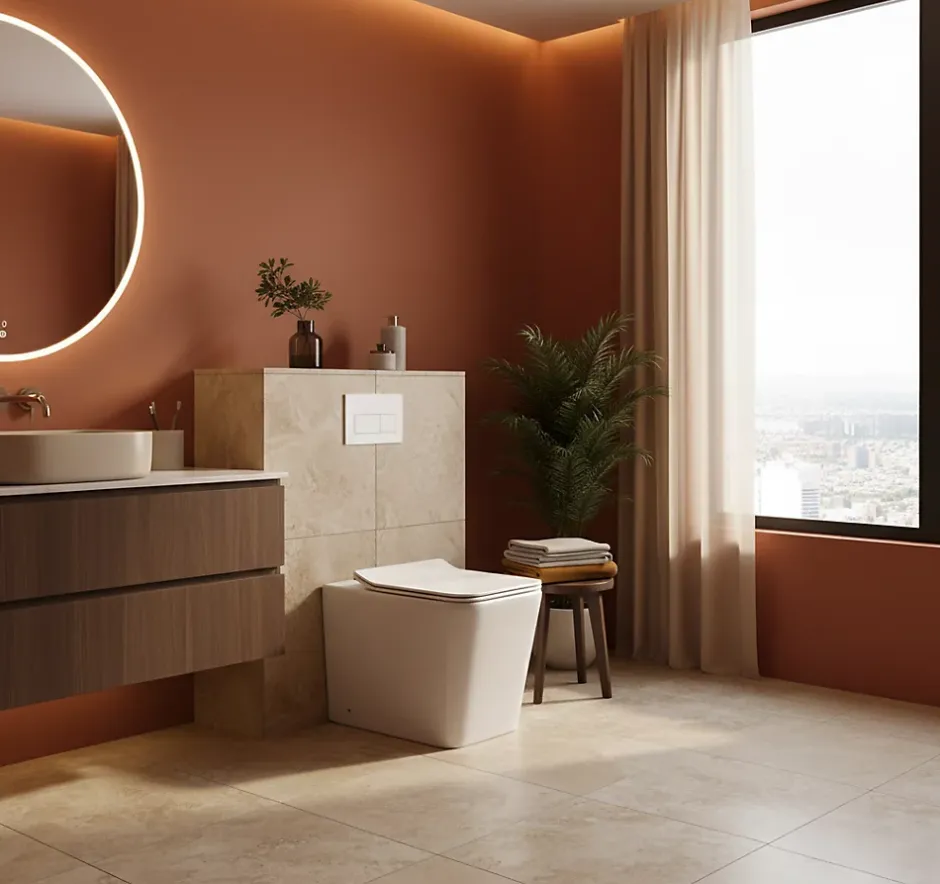Laneri WC au Sol Edge Rim - Cuvette Rimless sans bride Blanc Brillant FIL Mural design carré - Abattant Soft-Close* Wc À Poser