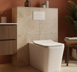 Laneri WC au Sol Edge Rim - Cuvette Rimless sans bride Blanc Brillant FIL Mural design carré - Abattant Soft-Close* Wc À Poser